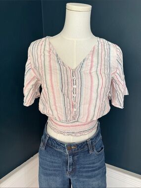 Japna Flutter Sleeve Boho Smocked Crop Top